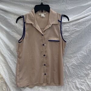 Sleeveless Beige Button-Up Women's Top
